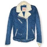 Levi's Jackets & Coats | Levi's M Acid Washed Denim Jean Jacket Quilted Moto Sherpa Belted Fall Winter | Color: Blue/White | Size: M