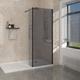 Walk in Shower Enclosure Wet Room Panels Smoked Glass 900mm Shower Screen with 300mm Return Panel - NRG