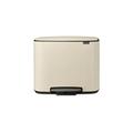 Brabantia - Bo Pedal Bin 36L - Large Recycling Bin for Kitchen - Soft Closing Lid - Waste Bin with Removable Inner Bucket - Non-Slip Base - Bin Liners Included - Soft Beige - 54 x 37 x 44 cm