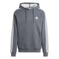 adidas Men Essentials Fleece 3-Stripes Hooded Sweat, XS Dark Grey Heather