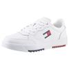Sneaker TOMMY JEANS "TJM RETRO ESS", Herren, Gr. 43, weiß, Leder, Lederimitat, sportlich, Schuhe, mit TOMMY Markenlogo, Freizeitschuh, Halbschuh, Schnürschuh