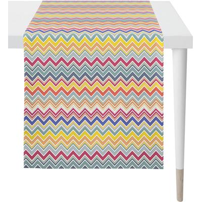 Tischläufer APELT "3902 OUTDOOR, Sommerdeko, Sommer", bunt, B:48cm L:140cm, Polyacryl, Tischdecken, Digitaldruck, Zick-Zack Design in tollen Farben, mit Fleckschutz Image