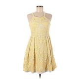 Coconinno Cocktail Dress Halter Sleeveless: Yellow Damask Dresses - Women's Size Medium