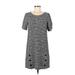 Ann Taylor LOFT Casual Dress - Shift Scoop Neck Short sleeves: Gray Dresses - Women's Size 6