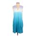Lands' End Casual Dress - Mini V Neck Sleeveless: Blue Color Block Dresses - Women's Size X-Small