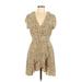 Sunday Best Casual Dress - Wrap V-Neck Short sleeves: Tan Dresses - Women's Size 6