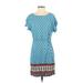 BeachLunchLounge Casual Dress - Mini Scoop Neck Short sleeves: Blue Dresses - Women's Size Small