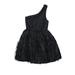 Alice + Olivia Cocktail Dress - A-Line One Shoulder Sleeveless: Black Solid Dresses - Women's Size 2