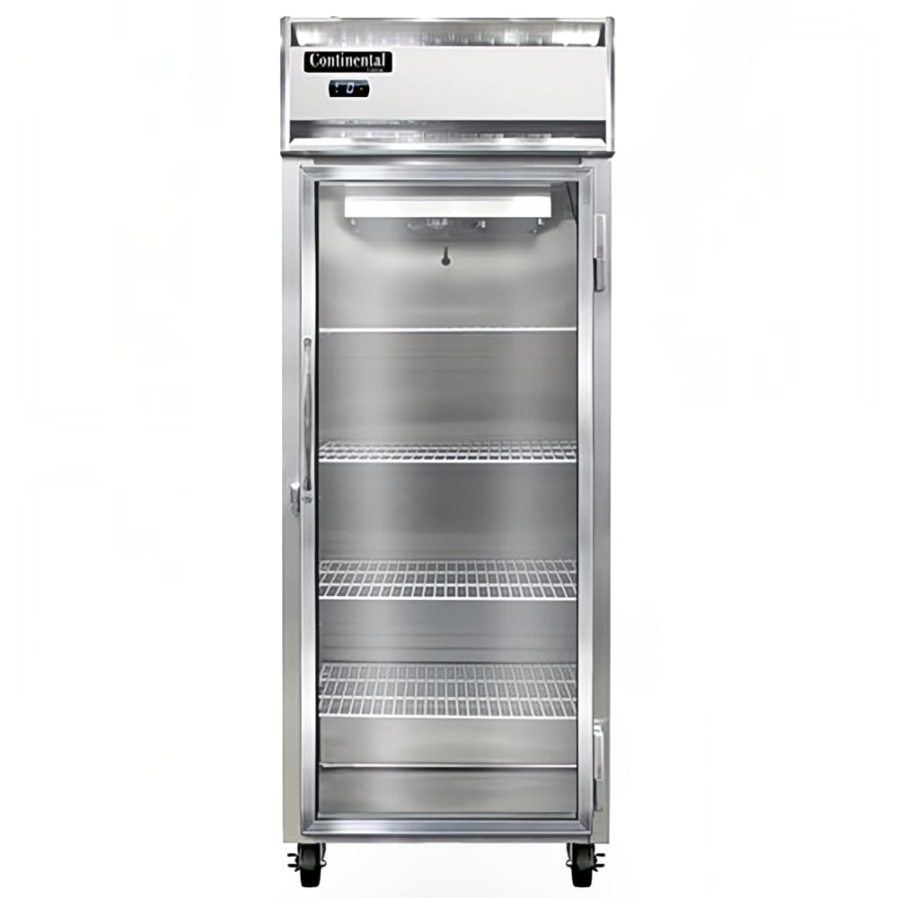 Continental 1FENSAGD 28 1/2" 1 Section Reach In Freezer, 1 Right Hinge Glass Door, 115v, Stainless Steel