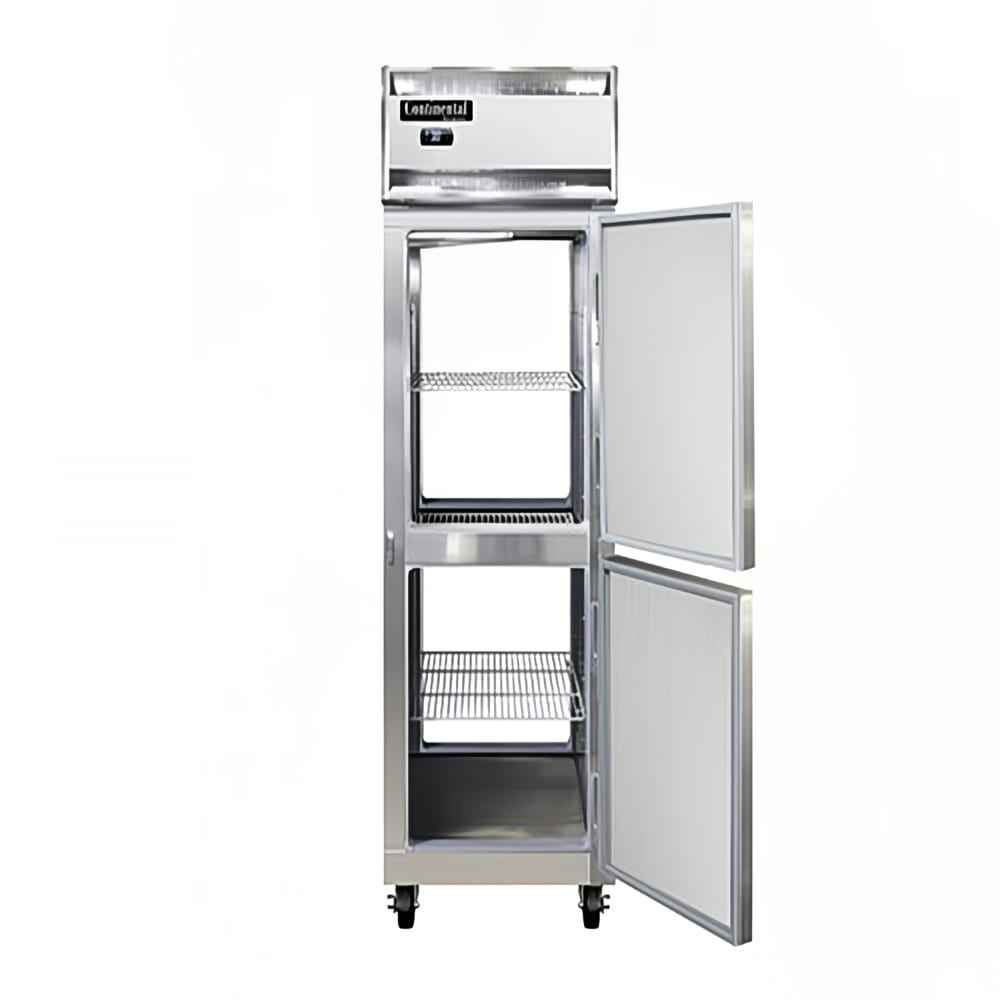 Continental 1FNSAPTHD 26" 1 Section Pass Thru Freezer, 4 Right Hinge Solid Doors, 115v, Aluminum/Stainless Steel