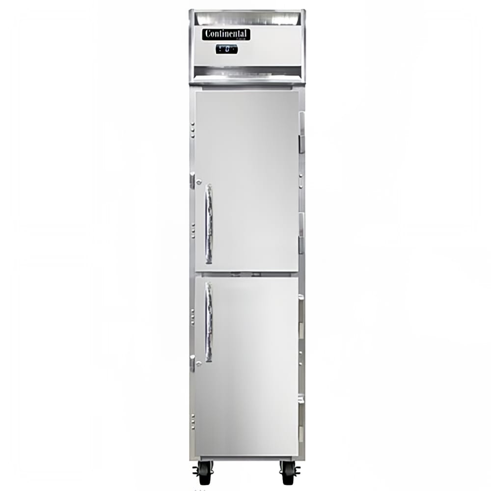 Continental 1FSENSSHD 17 3/4" Slim Line 1 Section Reach In Freezer, 2 Right Hinge Solid Doors, 115v, Reach-In, Stainless Steel