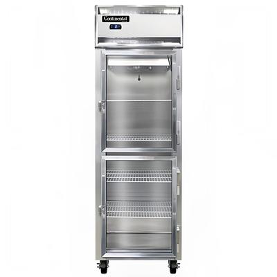 Continental 1FSNSSGDHD 26" 1 Section Reach In Freezer, 2 Right Hinge Glass Doors, 115v, Stainless Steel