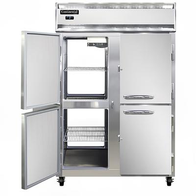 Continental 2FNSAPTHD 52" 2 Section Pass Thru Freezer, (8) Solid Doors, 115/208-230v, Silver