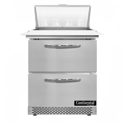 Continental D27N8C-FB-D 27" Designer Line Sandwich/Salad Prep Table w/ Refrigerated Base, 115v, 2 Drawers, Stainless Steel