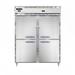 Continental D2RFENSAHD Designer Line 57" 2 Section Commercial Refrigerator Freezer - Solid Doors, Top Compressor, 115v, Silver