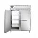 Continental D2RFENSSPT Designer Line 57" 2 Section Pass Thru Commercial Refrigerator Freezer - Solid Doors, Top Compressor, 115v, Silver