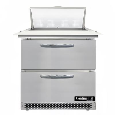 Continental D32N8C-FB-D 32" Designer Line Sandwich/Salad Prep Table w/ Refrigerated Base, 115v, Stainless Steel