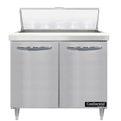 Continental D36N10 36" Designer Line Sandwich/Salad Prep Table w/ Refrigerated Base, 115v, Solid Doors, Stainless Steel