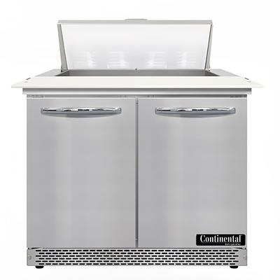 Continental D36N8C-FB 36" Designer Line Sandwich/Salad Prep Table w/ Refrigerated Base, 115v, Front Breathing, Stainless Steel