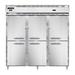 Continental D3RFFNSAHD Designer Line 78" 3 Section Commercial Refrigerator Freezer - Solid Doors, Top Compressor, 115v, Silver