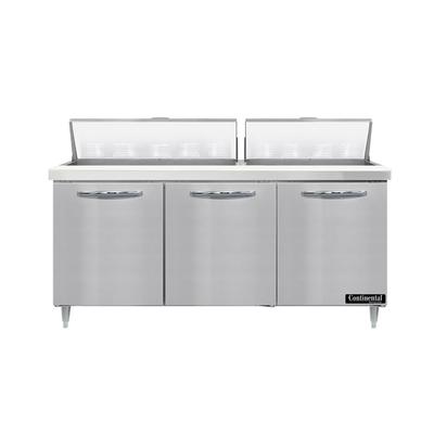 Continental D72N18 72" Designer Line Sandwich/Salad Prep Table w/ Refrigerated Base, 115v, Stainless Steel