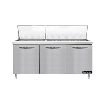 Continental D72N30M 72" Designer Line Sandwich/Salad Prep Table w/ Refrigerated Base, 115v, Stainless Steel