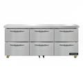 Continental D72N-U-D Designer Line 72" W Undercounter Refrigerator w/ (3) Sections & (6) Drawers, 115v, Silver
