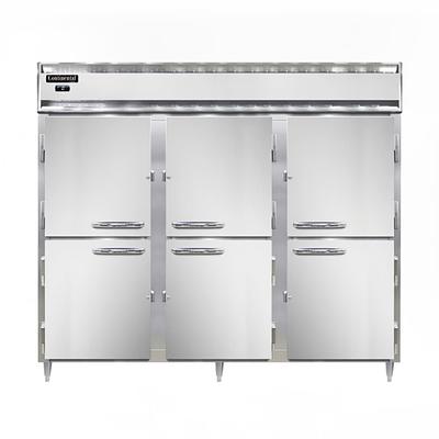 Continental DL3FE-SA-PT-HD Designer Line 85 1/2" 3 Section Pass Thru Freezer, (12) Solid Doors, 115v, Silver
