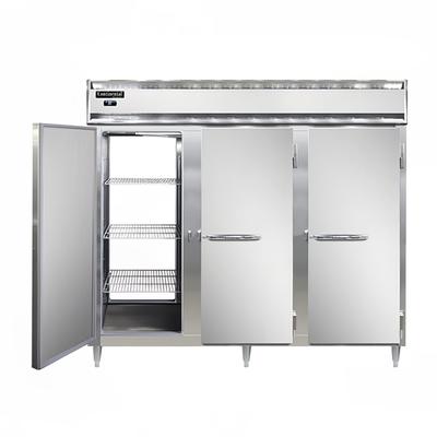 Continental DL3FE-SS-PT 85 1/2" 3 Section Pass Thru Freezer, (6) Solid Doors, 115v, Silver