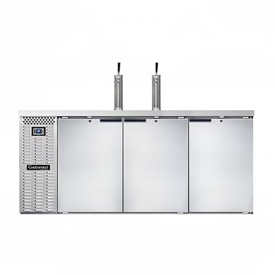 Continental KC79SNSS 79" Kegerator Commercial Beer Dispenser w/ 3 Keg Capacity - 3 Column, Stainless, 115v, Stainless Steel