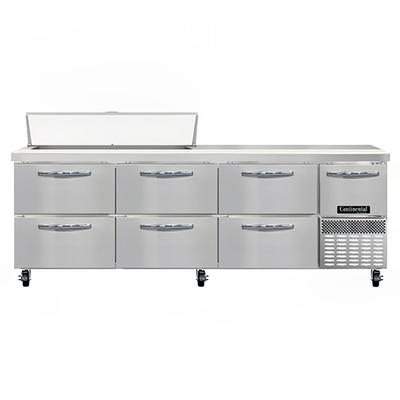 Continental RA93N12-D 93" Sandwich/Salad Prep Table w/ Refrigerated Base, 115v, Stainless Steel