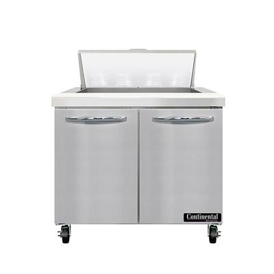 Continental SW36N8 36" Sandwich/Salad Prep Table w/ Refrigerated Base, 115v, Stainless Steel