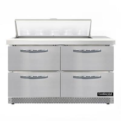 Continental SW48N10-FB-D 48" Sandwich/Salad Prep Table w/ Refrigerated Base, 115v, Stainless Steel