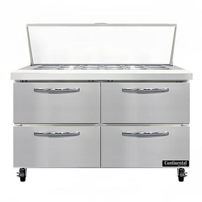Continental SW48N18M-D 48" Sandwich/Salad Prep Table w/ Refrigerated Base, 115v, Stainless Steel