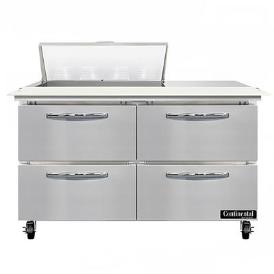 Continental SW48N8C-D 48" Sandwich/Salad Prep Table w/ Refrigerated Base, 115v, Stainless Steel