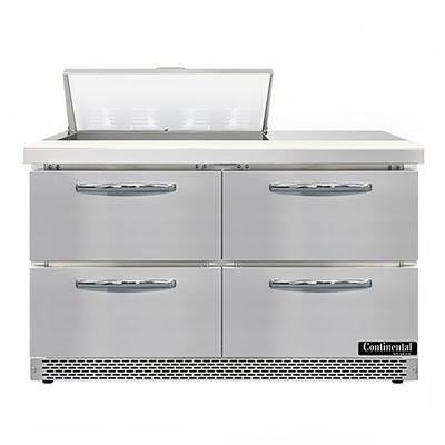 Continental SW48N8-FB-D 48" Sandwich/Salad Prep Table w/ Refrigerated Base, 115v, Stainless Steel