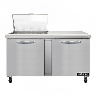 Continental SW60N12M 60" Sandwich/Salad Prep Table w/ Refrigerated Base, 115v, Stainless Steel