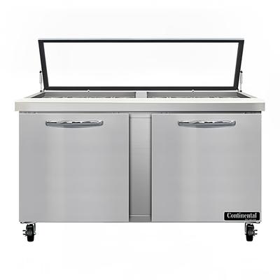 Continental SW60N24M-HGL 60" Sandwich/Salad Prep Table w/ Refrigerated Base, 115v, Stainless Steel