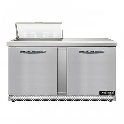 Continental SW60N8-FB 60" Sandwich/Salad Prep Table w/ Refrigerated Base, 115v, Stainless Steel