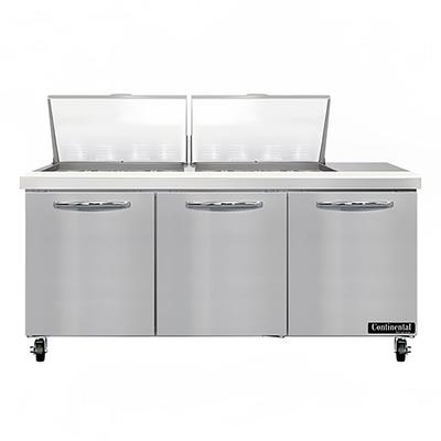 Continental SW72N24M 72" Sandwich/Salad Prep Table w/ Refrigerated Base, 115v, Stainless Steel