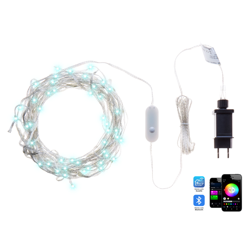 LED Lichtervorhang Warm-Weiß PVC 150 cm 144 Lichter RGB Farbwechsel mit App-Steuerung Timer Schalter Outdoor Indoor Smart LED Weihnachtsdeko