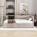 Latitude Run® Sniya Twin Size Linen Daybed w/ 2 Storage Drawers Upholstered/Linen in Brown | 29 H x 43 W x 79 D in | Wayfair