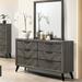 Corrigan Studio® Lanorris 6 Drawer 58.88" W Double Dresser w/ Mirror, Wood in Gray | 74 H x 58.88 W x 16.38 D in | Wayfair