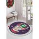 Indigo/Red 40 x 40 x 0.1 in Area Rug - The Holiday Aisle® Round Jolana Area Rug w/ Non-Slip Backing Metal | 40 H x 40 W x 0.1 D in | Wayfair