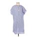 H&M Casual Dress - Shift High Neck Short sleeves: Blue Stripes Dresses - New - Women's Size Small