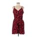 Shein Casual Dress - Mini V Neck Sleeveless: Red Leopard Print Dresses - Women's Size Medium