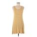 Olivia Rae Casual Dress - A-Line Scoop Neck Sleeveless: Yellow Print Dresses - Women's Size Medium