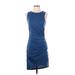 Shein Casual Dress - Bodycon: Blue Solid Dresses - Women's Size 4