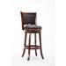 Haley 29 Inch Hardwood Swivel Barstool, Vegan Faux Leather Upholstery, Cherry Brown, Black