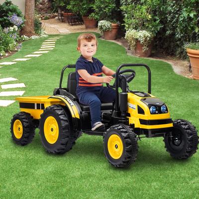 12V Electric Ride-On Tractor for Kids with Trailer, Remote Control